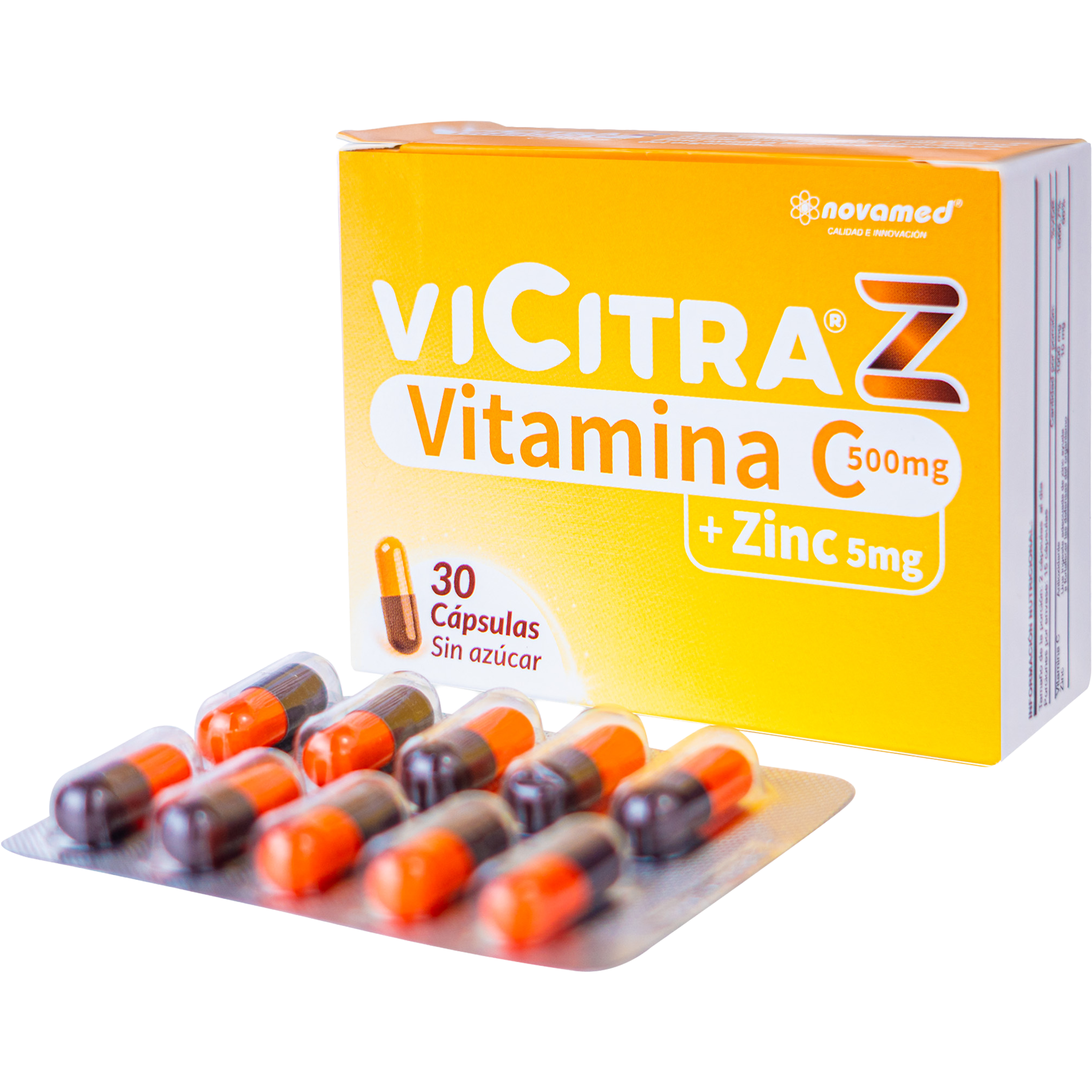 ViCitra Z: vitamina C de 500 mg más zinc, caja por 30 cápsulas