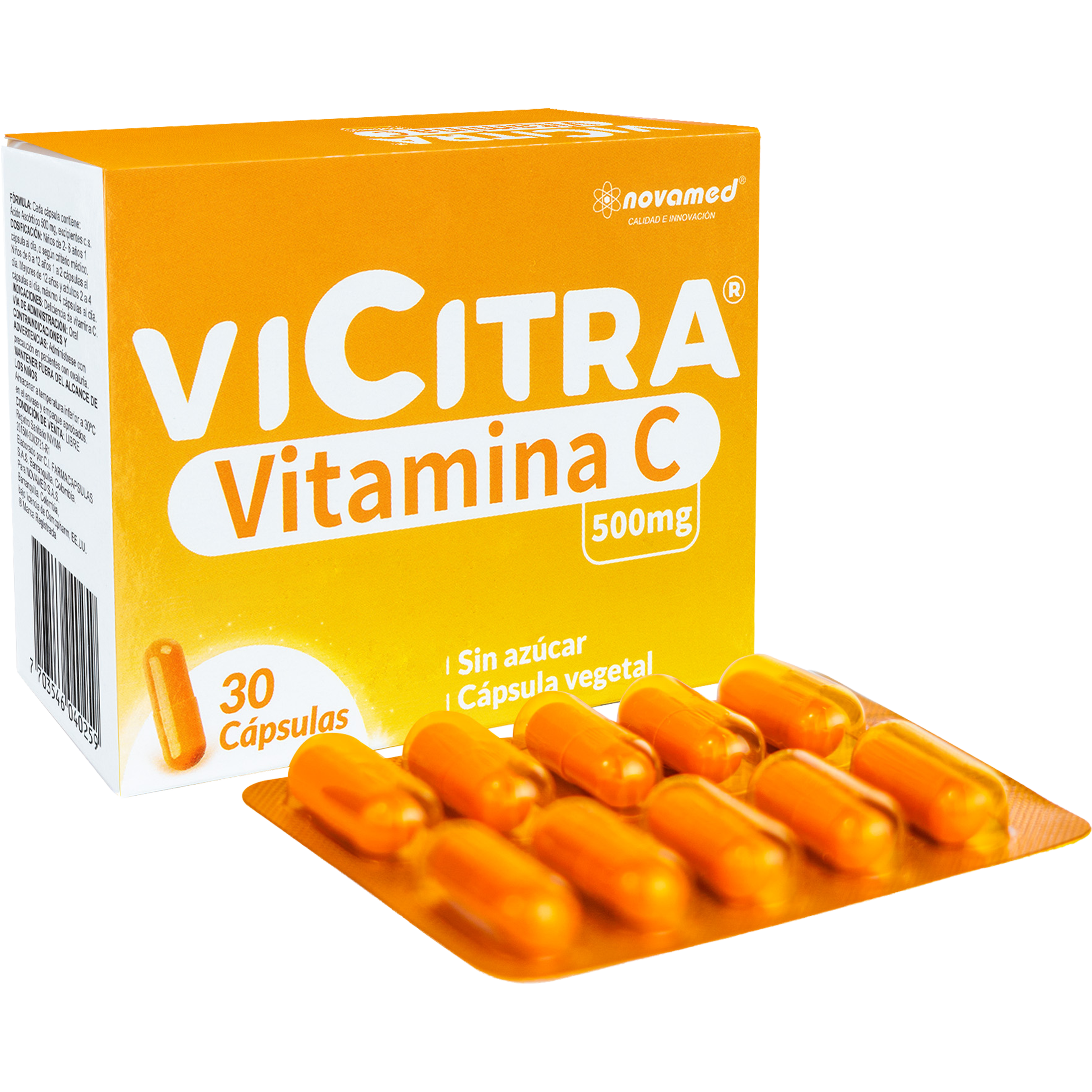 ViCitra: vitamina C de 500 mg, caja por 30 cápsulas